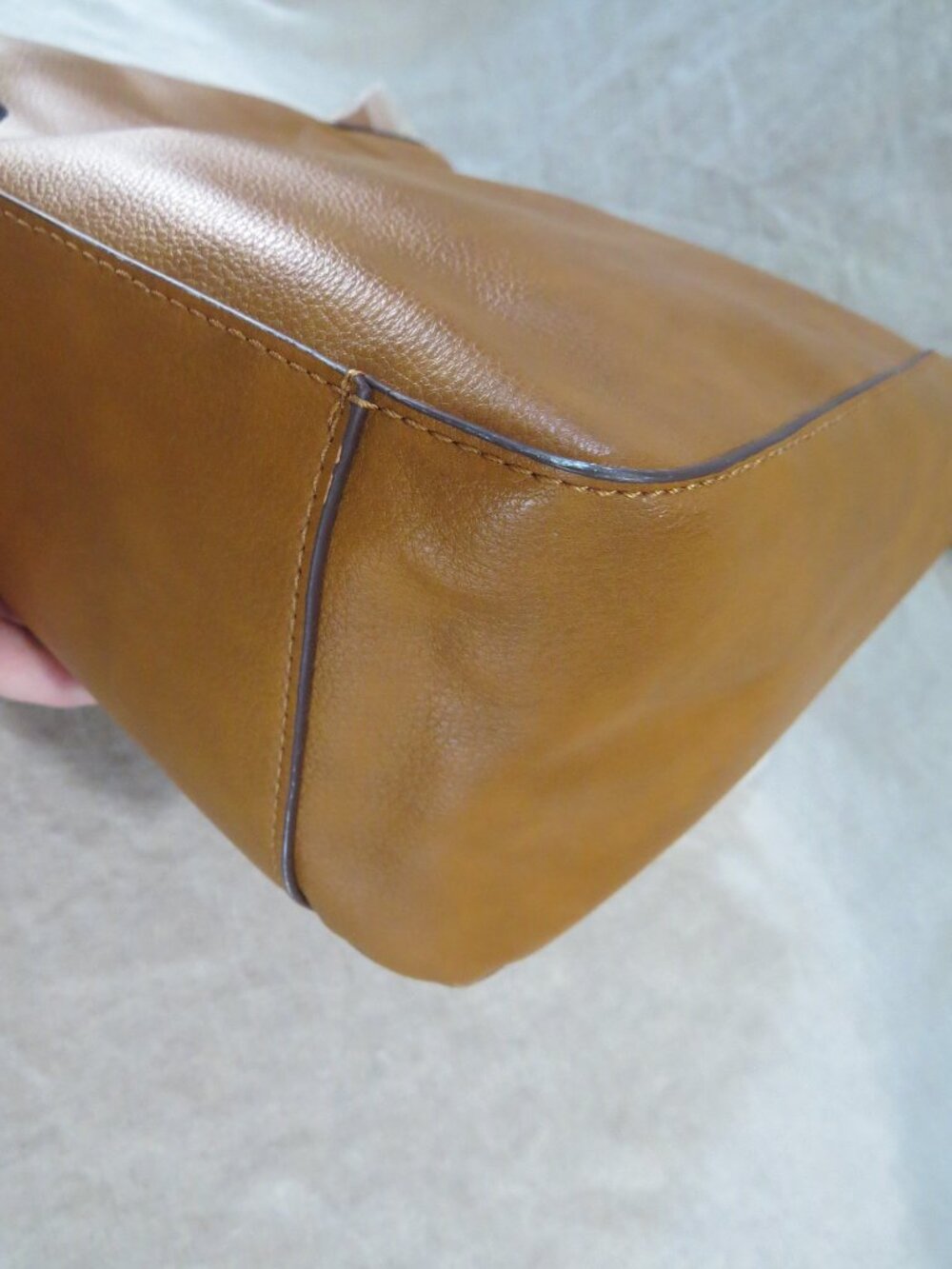 Lucky Brand Large Tan Faux Leather Tote Shoulder Crossbody Bag - Picture 7 of 16